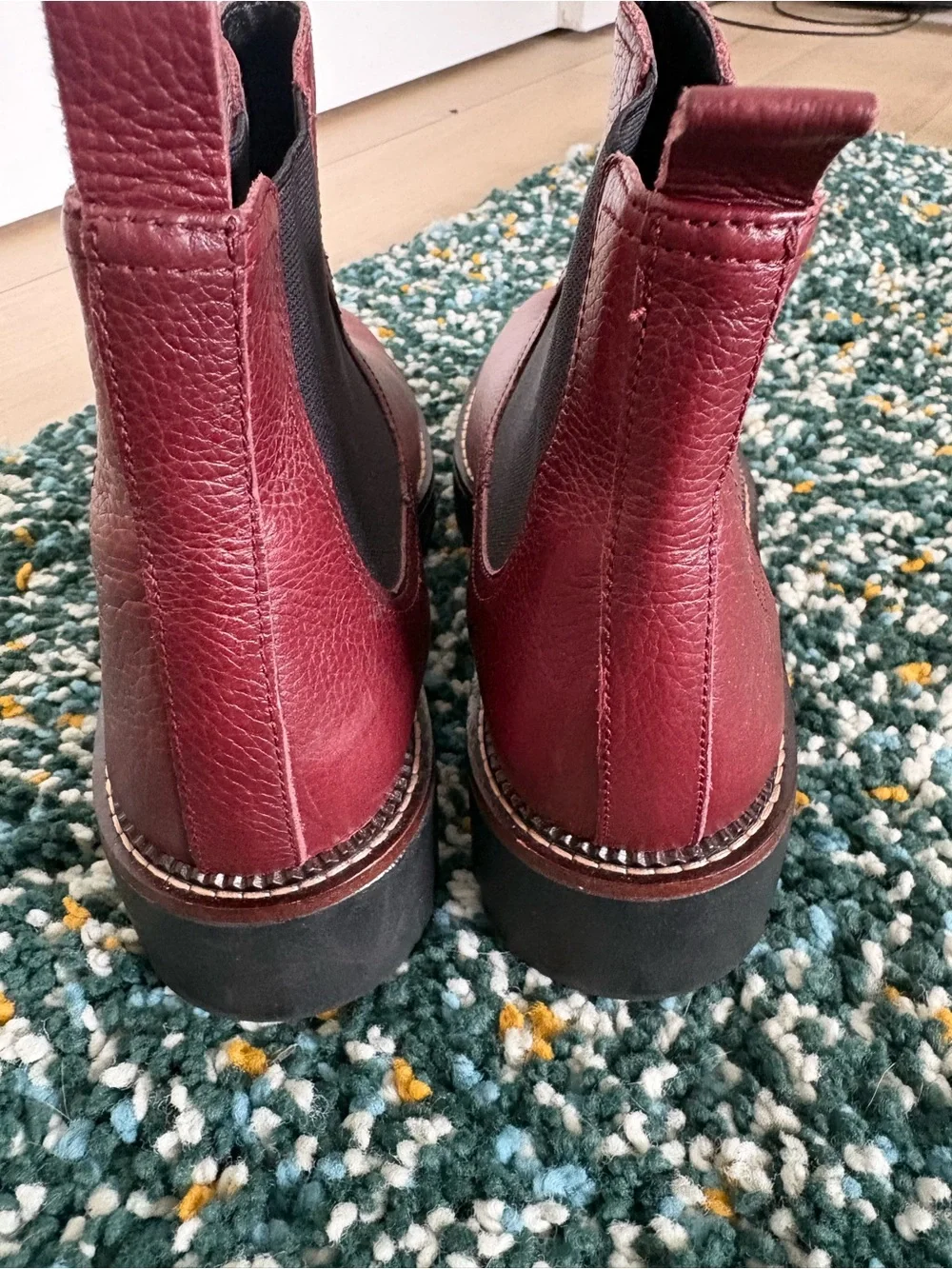 Caslon Burgundy Leather Chelsea Boots Water Resistant Chunky Sole